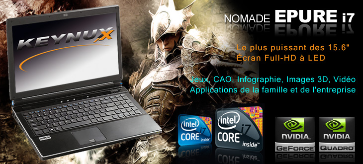 Keynux Epure I7 - Clevo W860CU - Clevo W860CU avec Intel Core i7, 2 disques durs internes en RAID, directX 11 ou Quadro FX2800