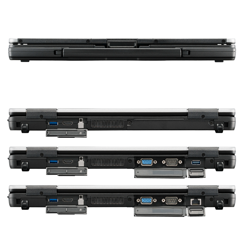 CLEVO Toughbook FZ55-MK1 HD Toughbook FZ55 Full-HD - FZ55 HD assemblé sur mesure - Face avant et face arrière (baie modulaire arrière)